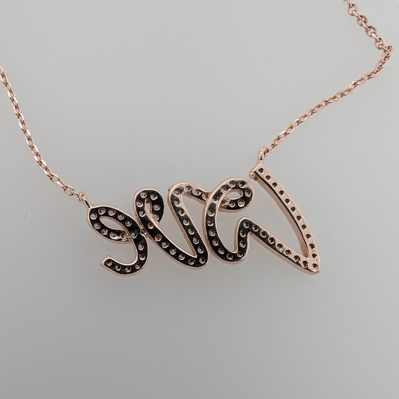 Rose Gold Adjustable Love Necklace w/ CZ Stones - Picture 6 of 7